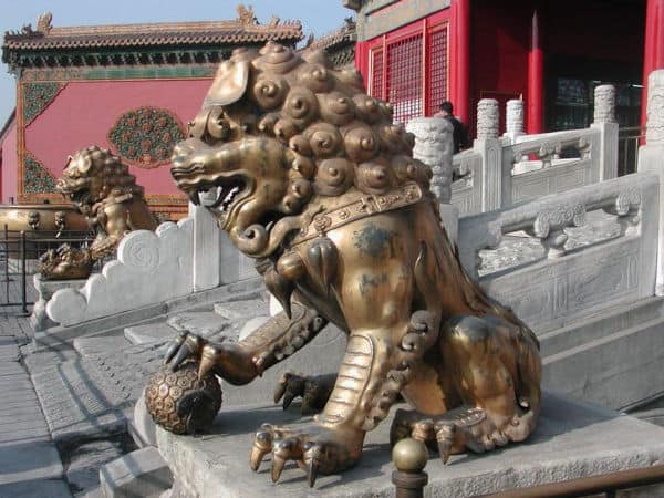 Details about   7.5 inch Folk Chinese Feng Shui Brass Fufu Dog Guarding Lion Knocker 