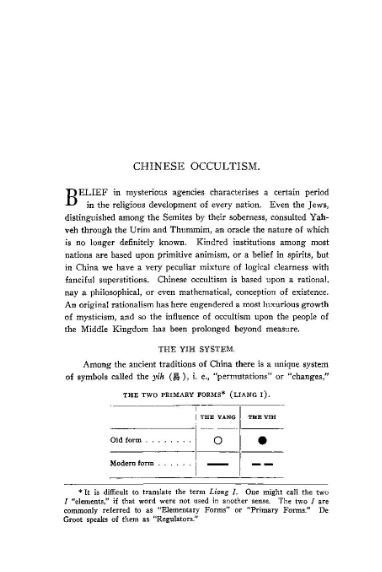 CHINESE OCCULTISM by Paul Carus - 1905