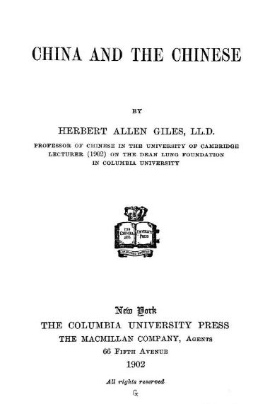 China and the Chinese by Herbert Allen Giles - 1902