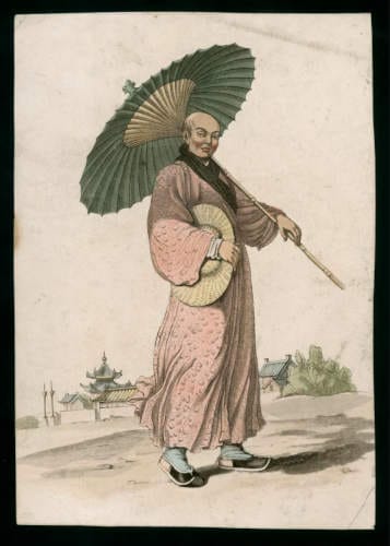 Chinese nobleman with bamboo ribbed parasol umbrella, n.d. [c1840s]