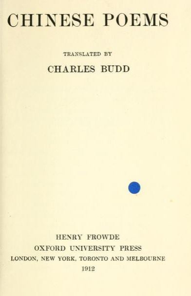 Chinese poems by Charles Budd - 1912