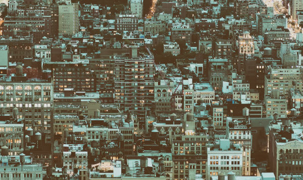Amazing night aerial skyline of Manhattan, New York City - USA.