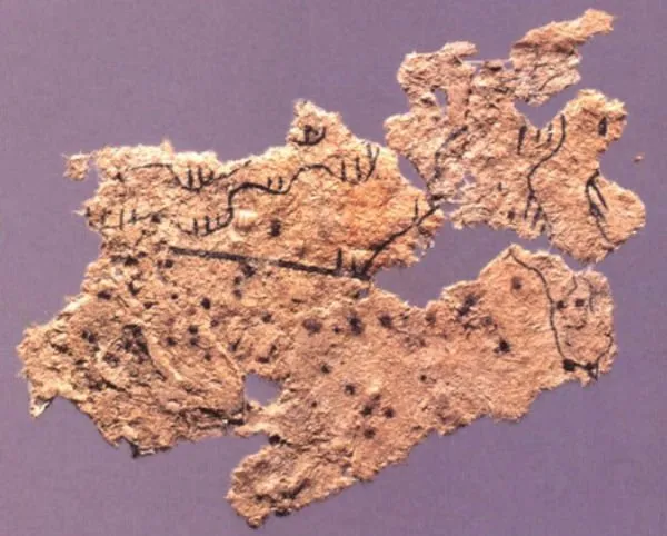 Earliest known extant paper fragment unearthed at Fangmatan, circa 179 BCE