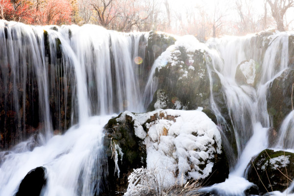 Frozen water fall in spring season - Jiuzhaigou, China