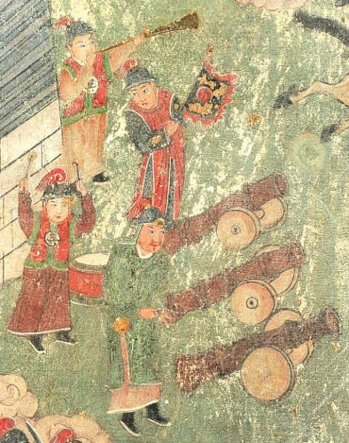 Ming artillerymen from a mural in Fire God's Temple, Yanqing District.