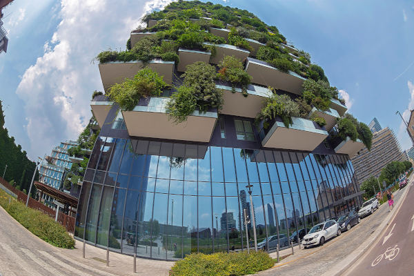 Bosco Verticale, residential ecological buildings which grow more than 1.000 specimens of plants.Vertical Forest or Vertical Gardens apartments its located in Porto Nuova