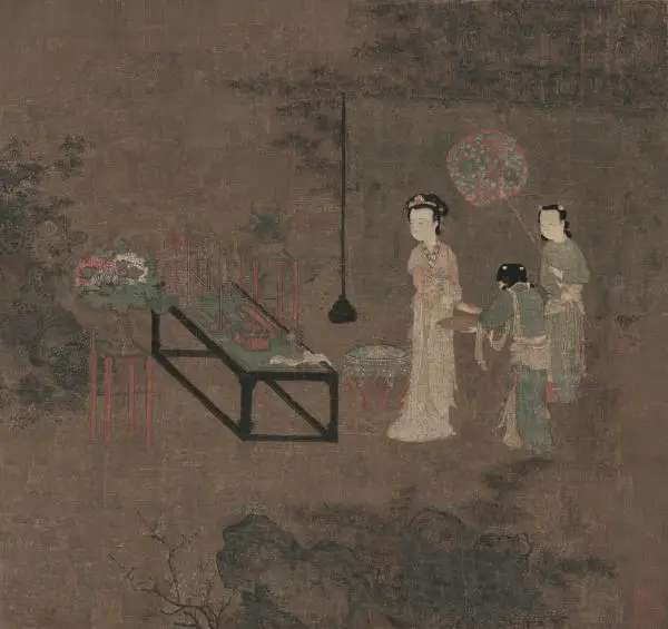 “Washing Hands and Admiring Flowers” by unknown artist, Southern Song dynasty, Tianjin Museum collection