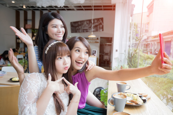 Women friends taking selfie