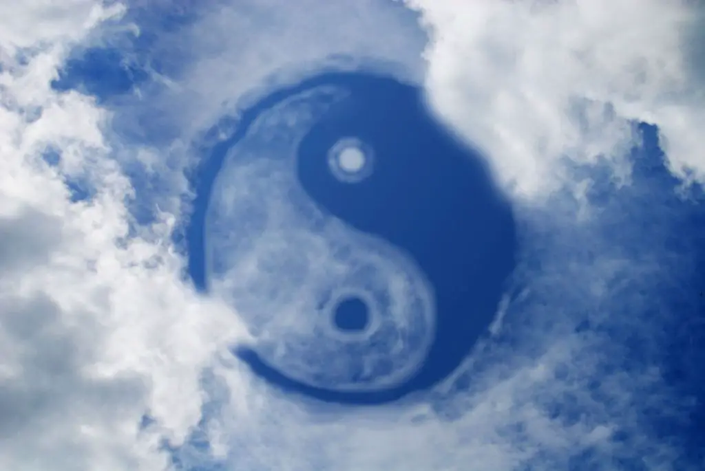 Yin and Yang sign in sky