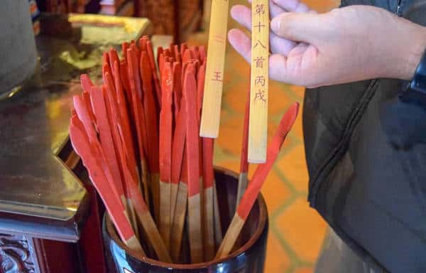 fortune sticks in temple