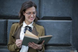 woman reading a book